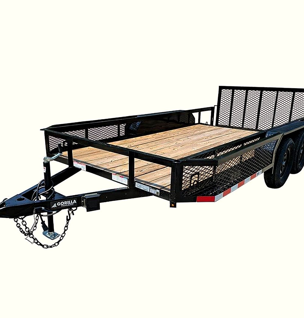 New Dovetail Utility Trailer with Side Baskets (2) 3500lb Axles — 6.4x14